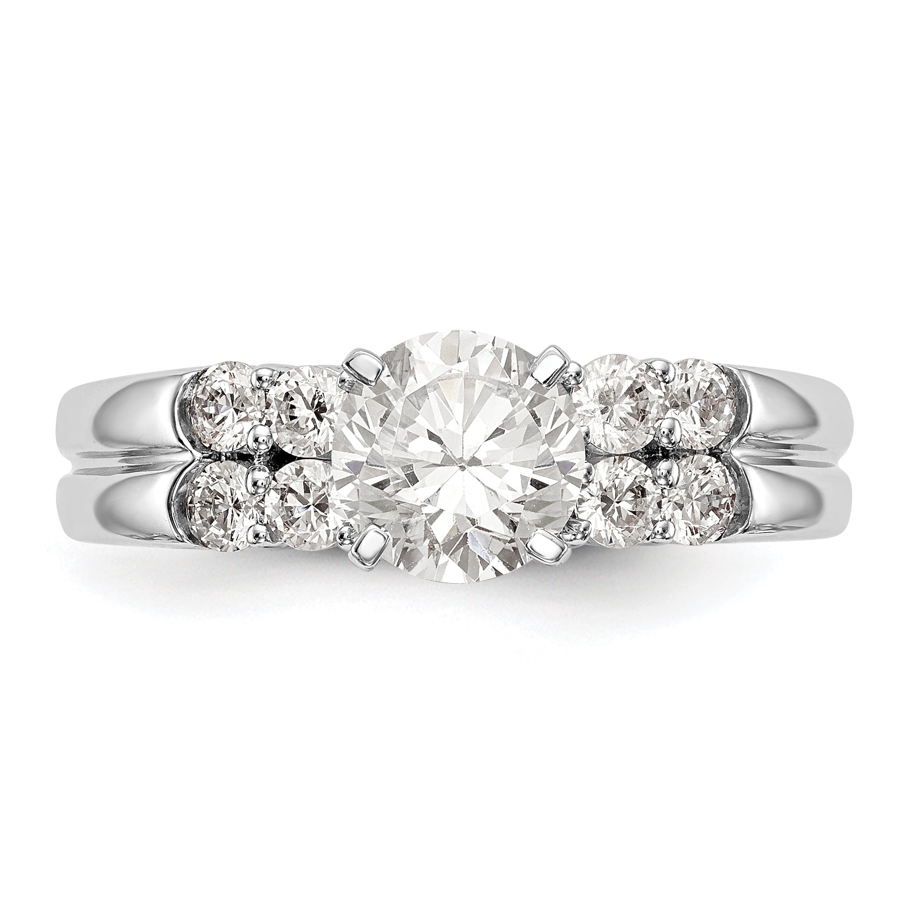 14K White Gold Diamond Peg Set Engagement Ring