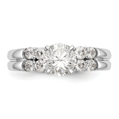 14K White Gold Diamond Peg Set Engagement Ring