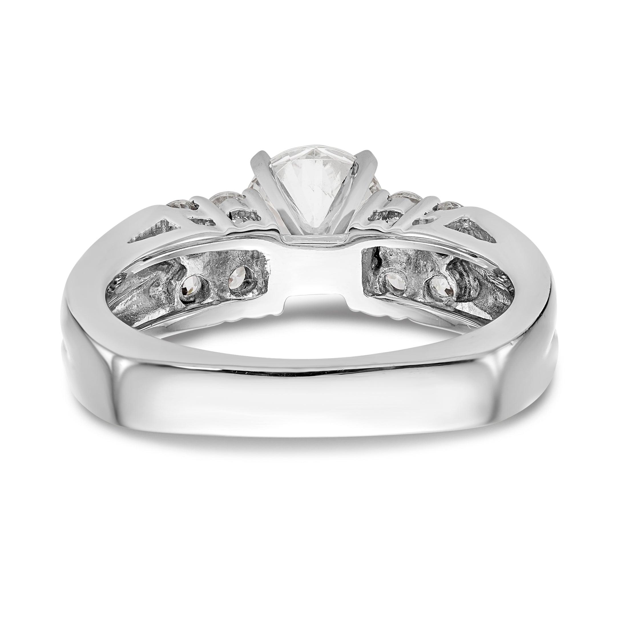 14K White Gold Diamond Peg Set Engagement Ring