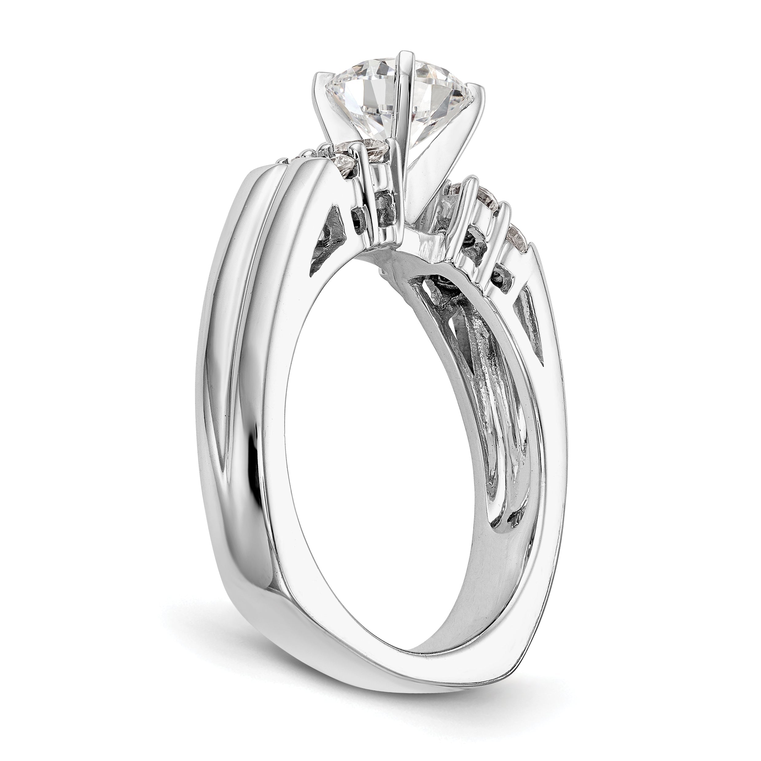 14K White Gold Diamond Peg Set Engagement Ring