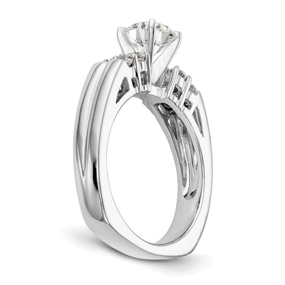 14K White Gold Diamond Peg Set Engagement Ring