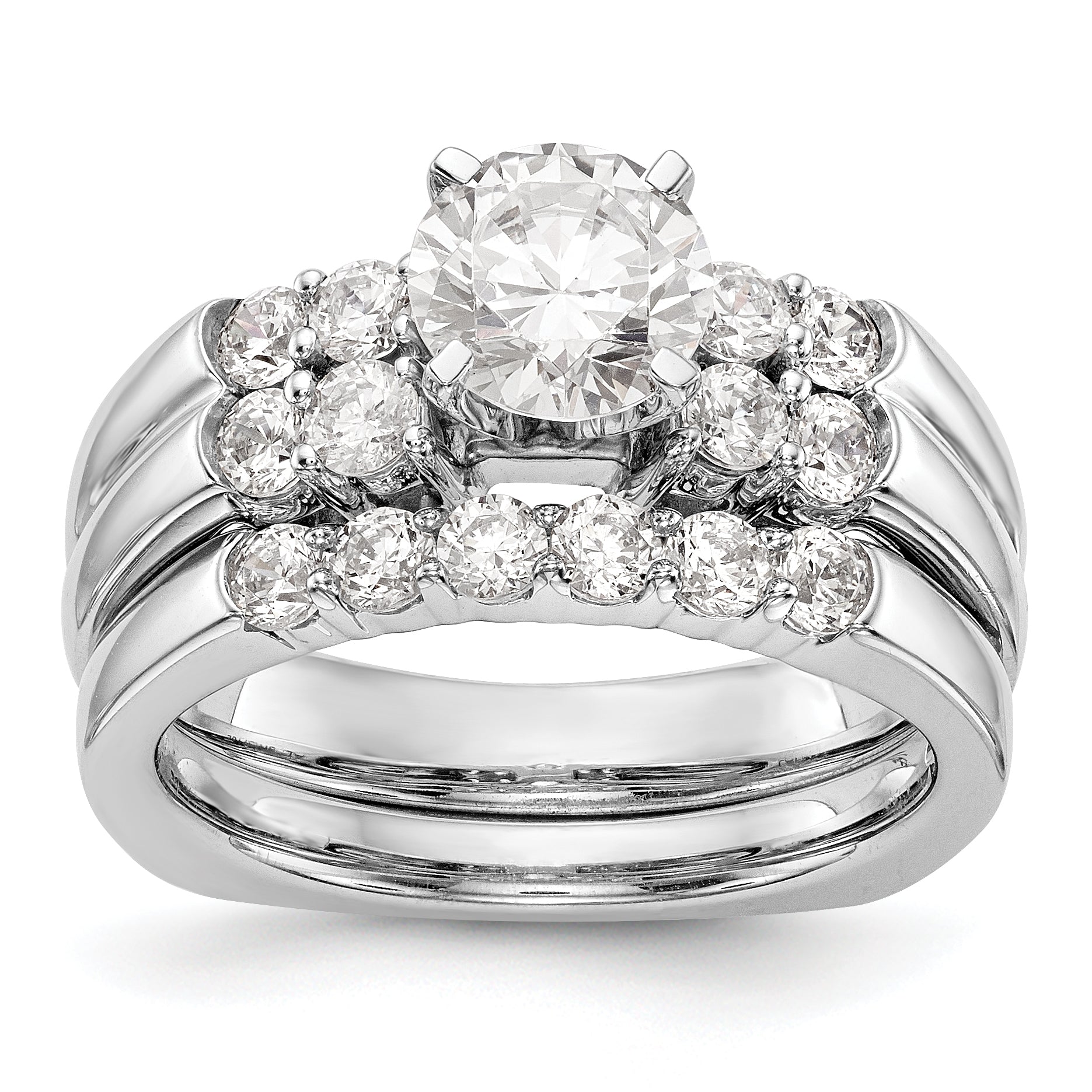 14K White Gold Diamond Peg Set Engagement Ring