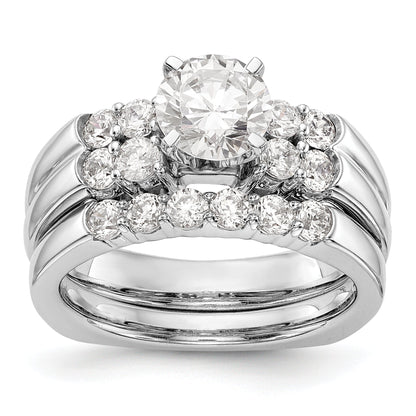 14K White Gold Diamond Peg Set Engagement Ring