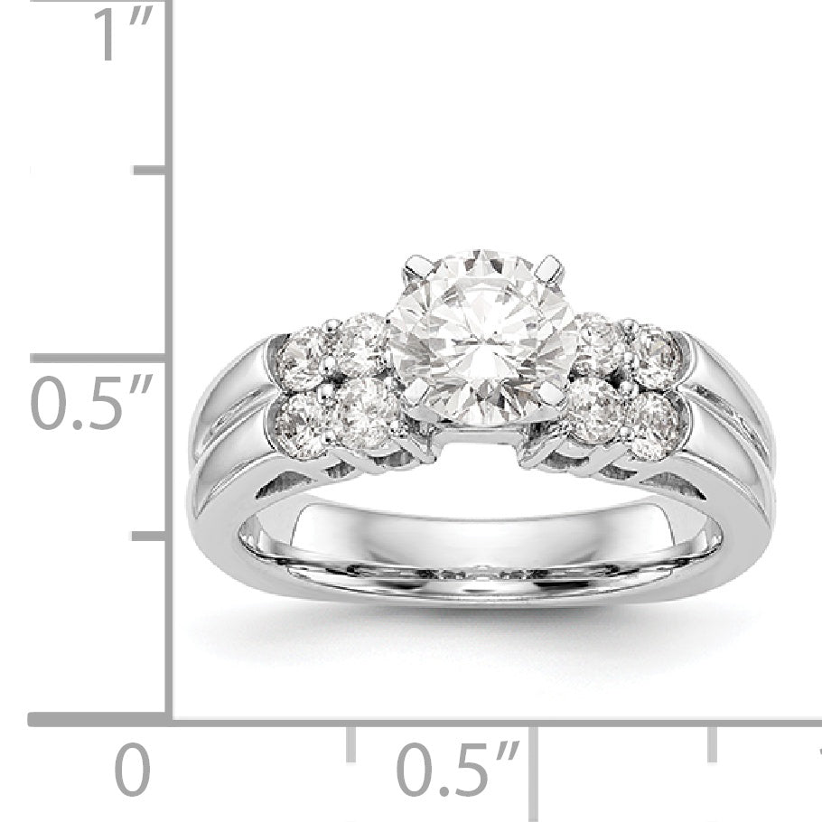 14K White Gold Diamond Peg Set Engagement Ring