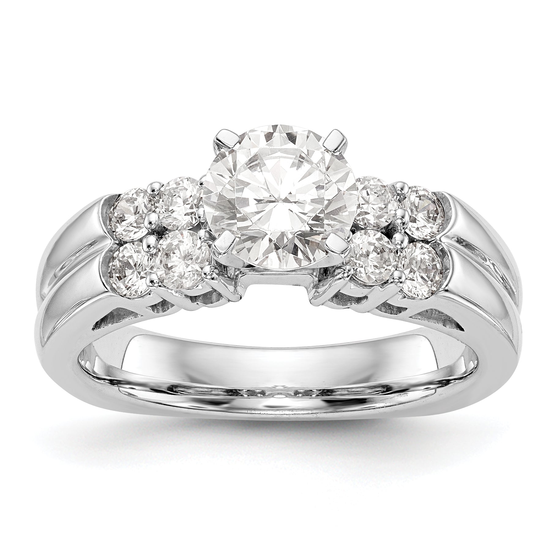 14K White Gold Diamond Peg Set Engagement Ring
