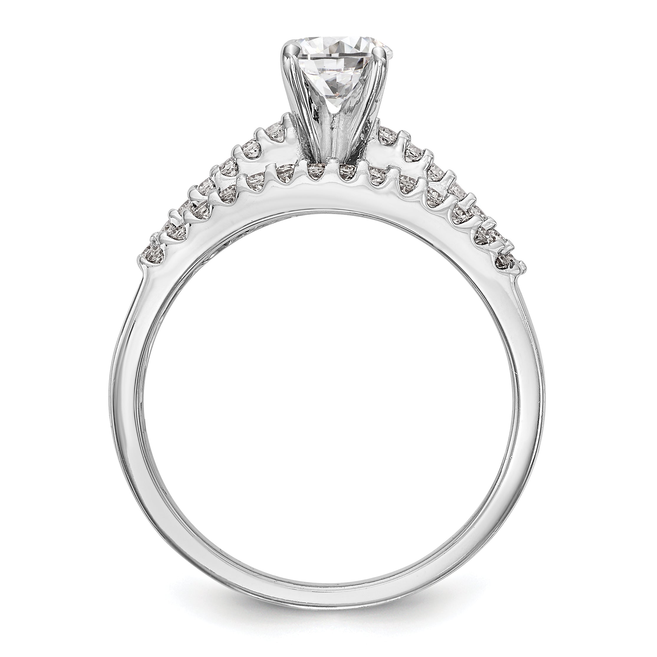 14K White Gold Diamond Peg Set Engagement Ring
