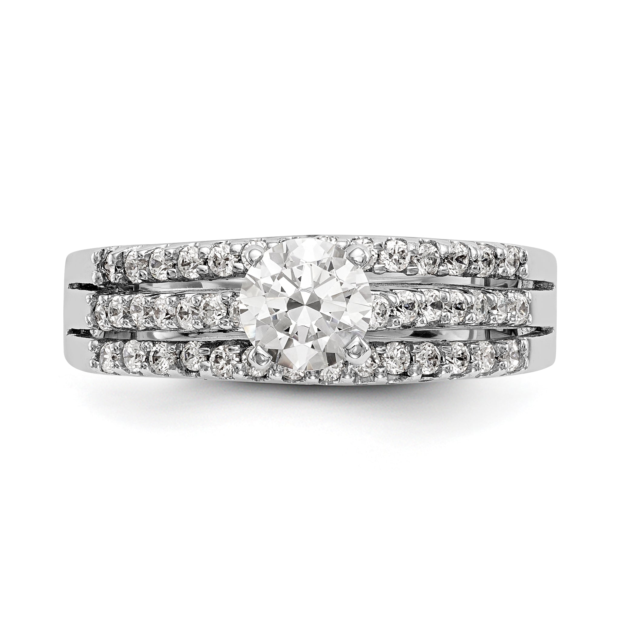 14K White Gold Diamond Peg Set Engagement Ring