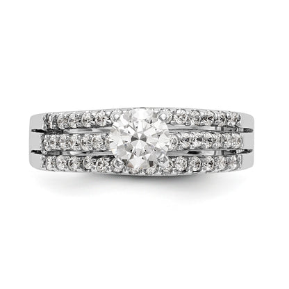 14K White Gold Diamond Peg Set Engagement Ring