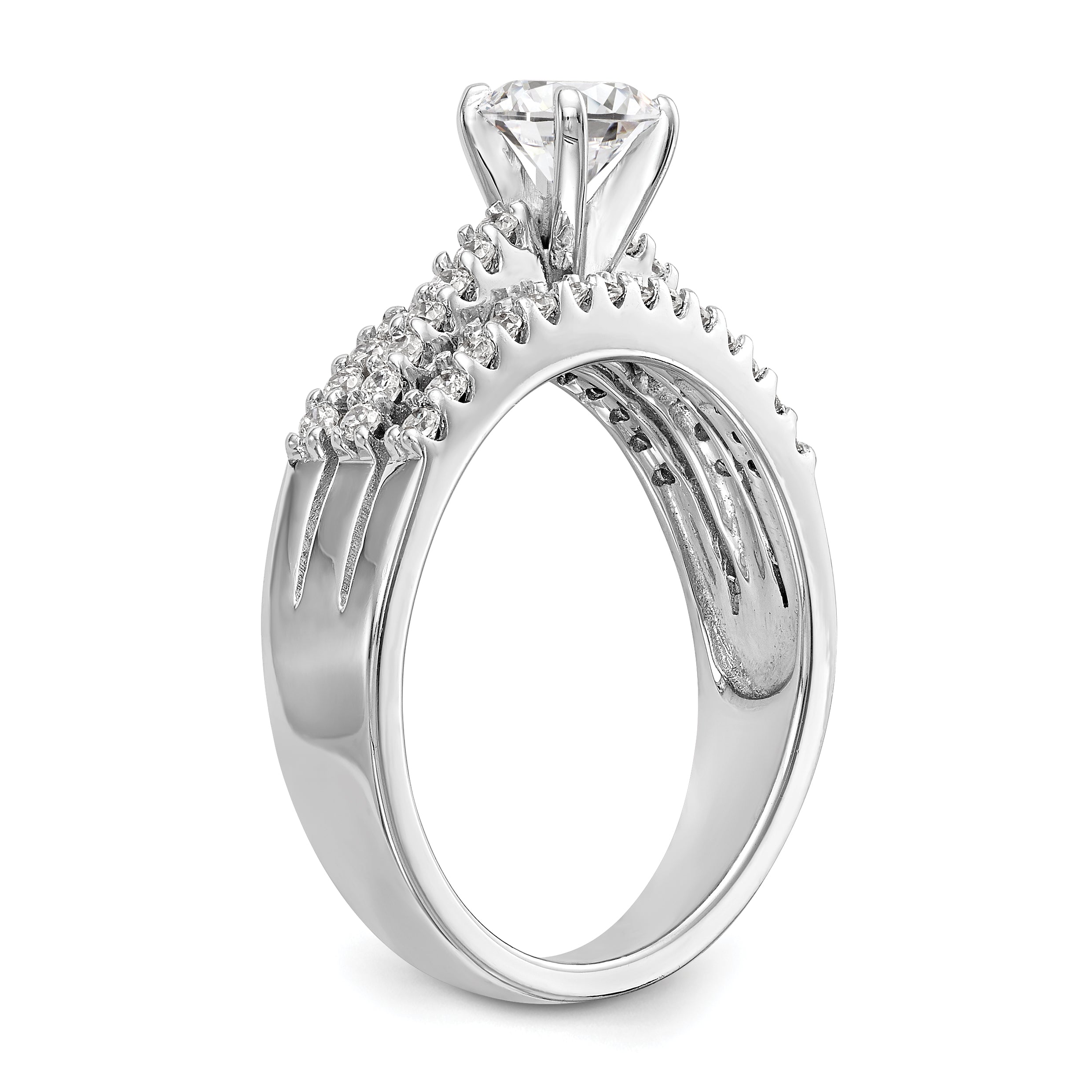 14K White Gold Diamond Peg Set Engagement Ring