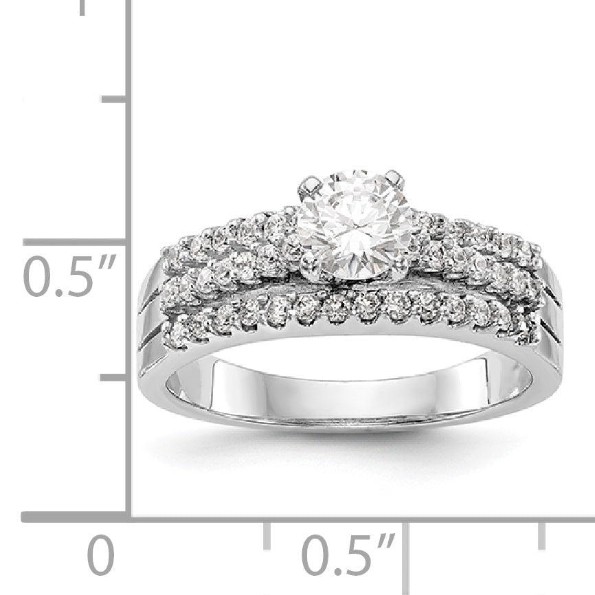 14K White Gold Diamond Peg Set Engagement Ring