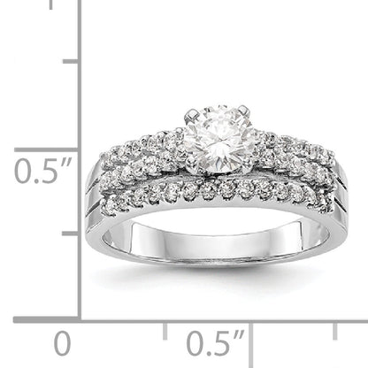 14K White Gold Diamond Peg Set Engagement Ring