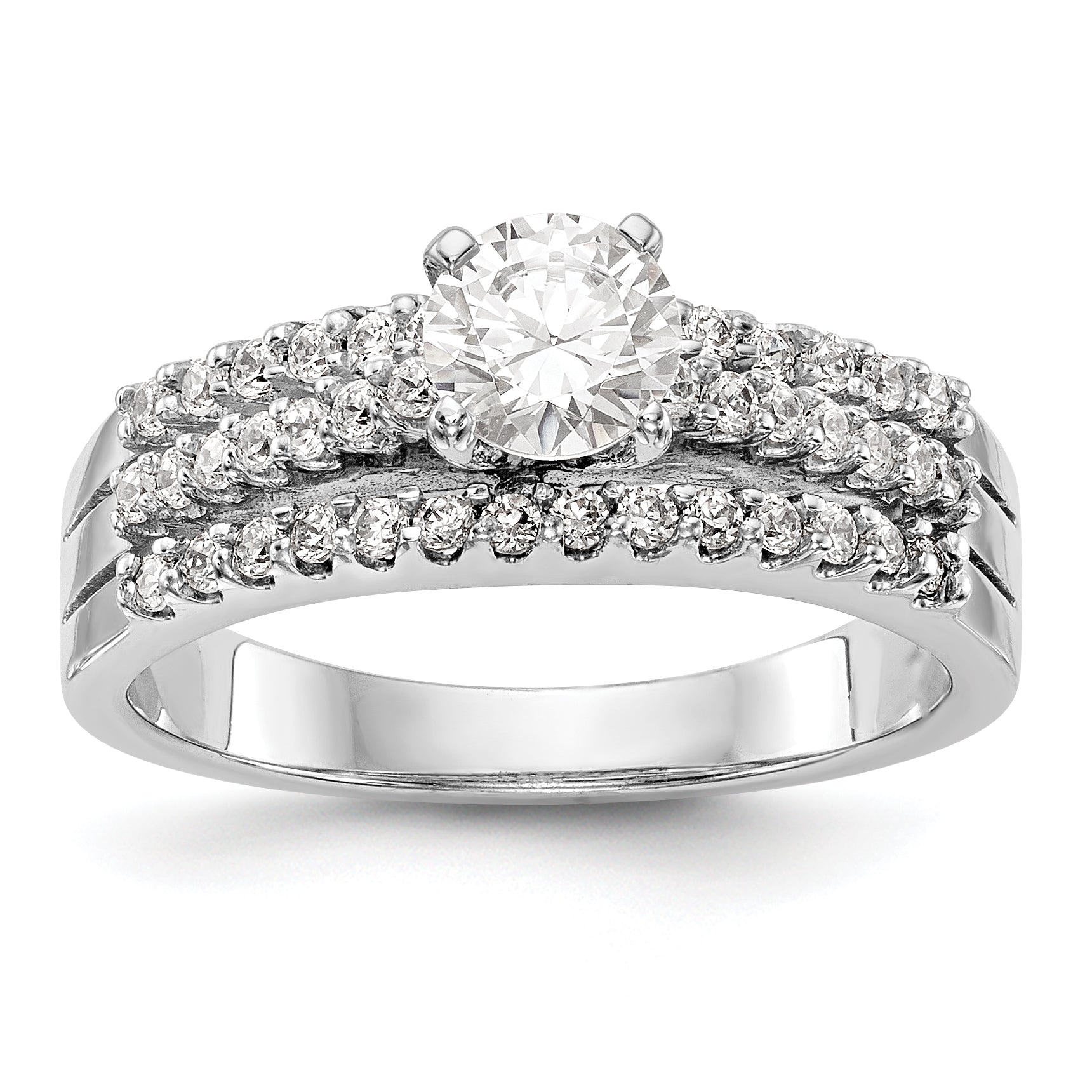14K White Gold Diamond Peg Set Engagement Ring