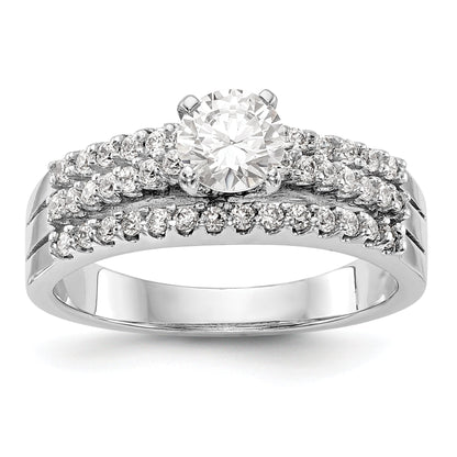 14K White Gold Diamond Peg Set Engagement Ring