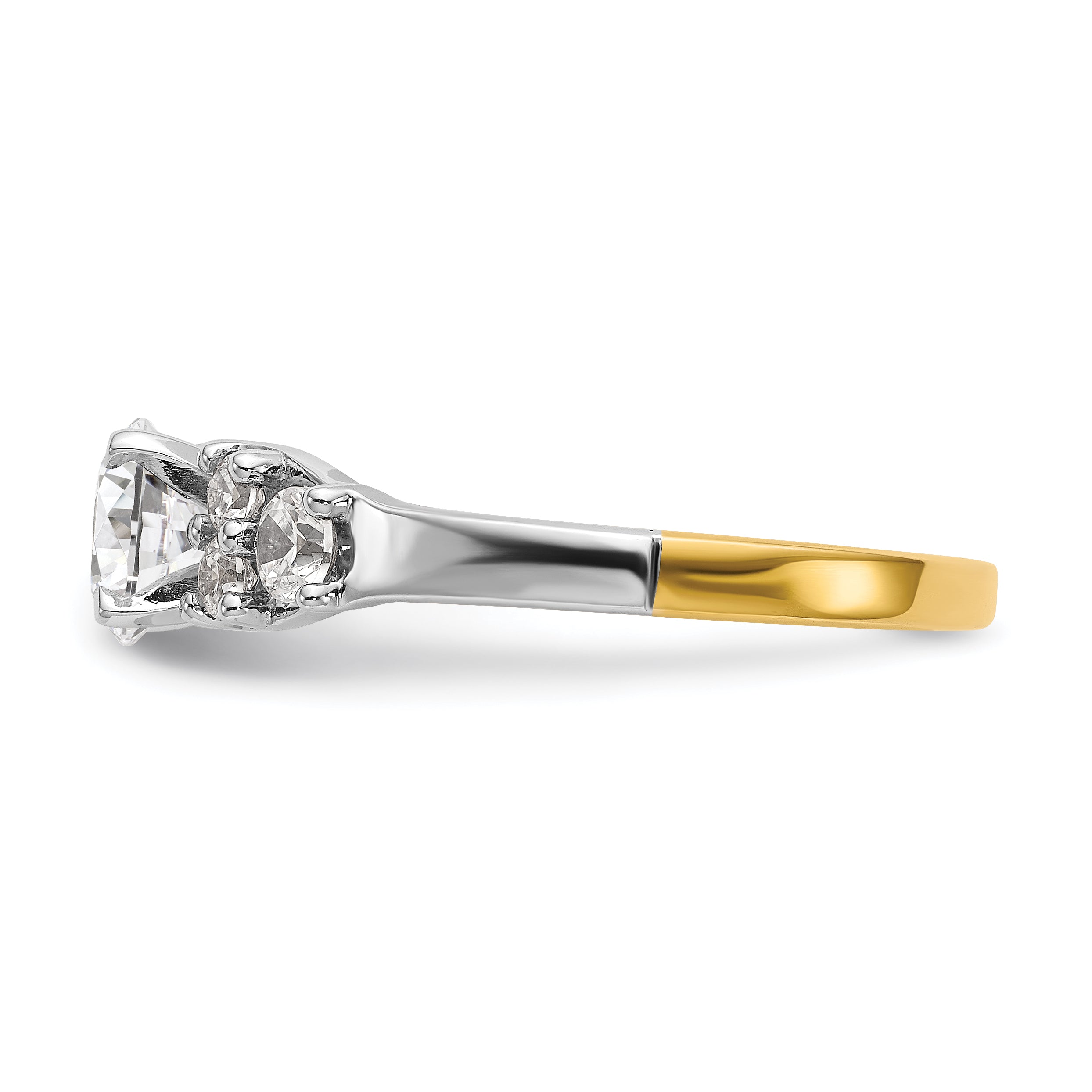 14K Two tone Diamond Peg Set CZ Engagement Ring