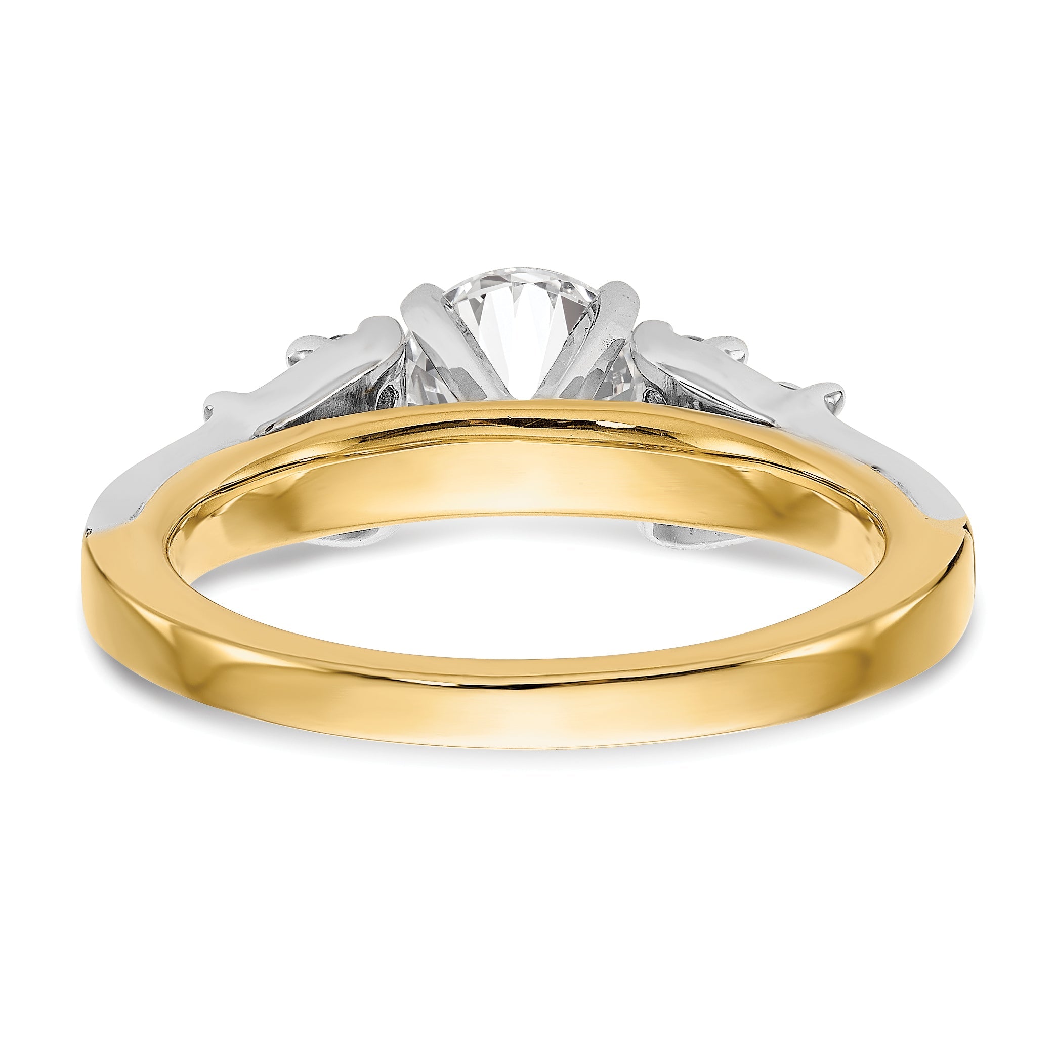 14K Two tone Diamond Peg Set CZ Engagement Ring