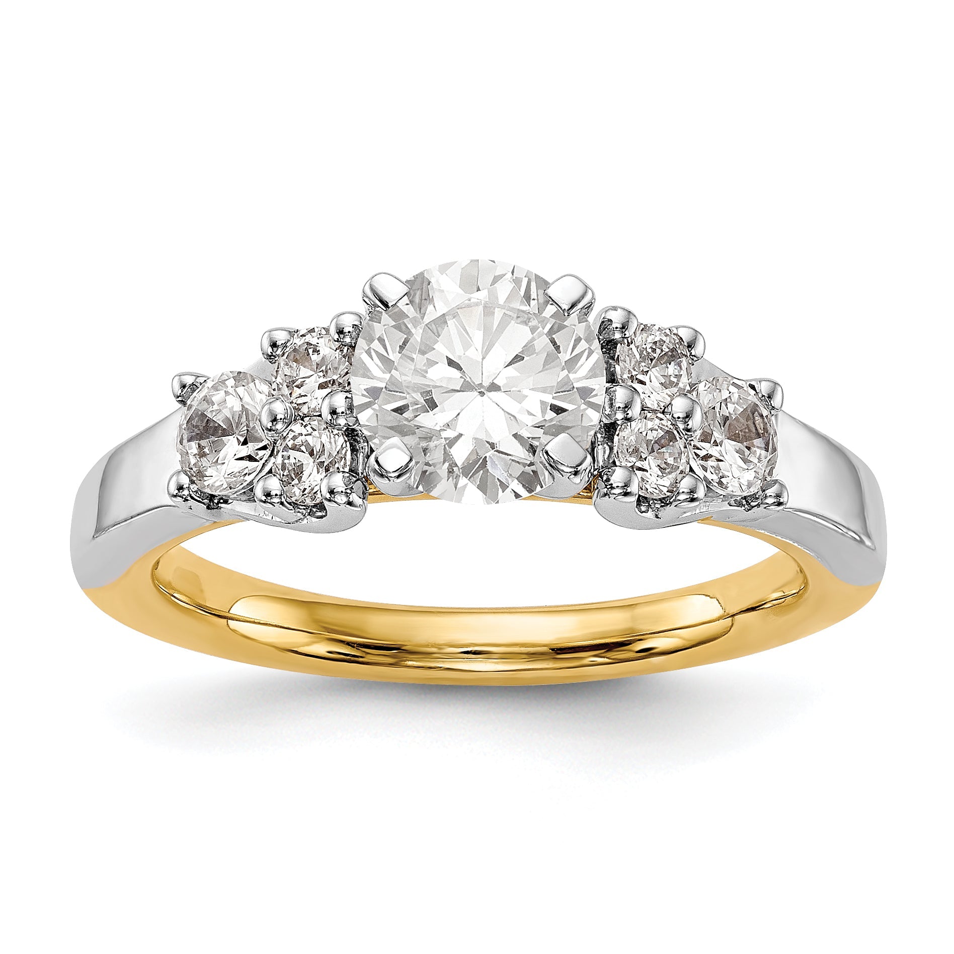 14K Two tone Diamond Peg Set CZ Engagement Ring