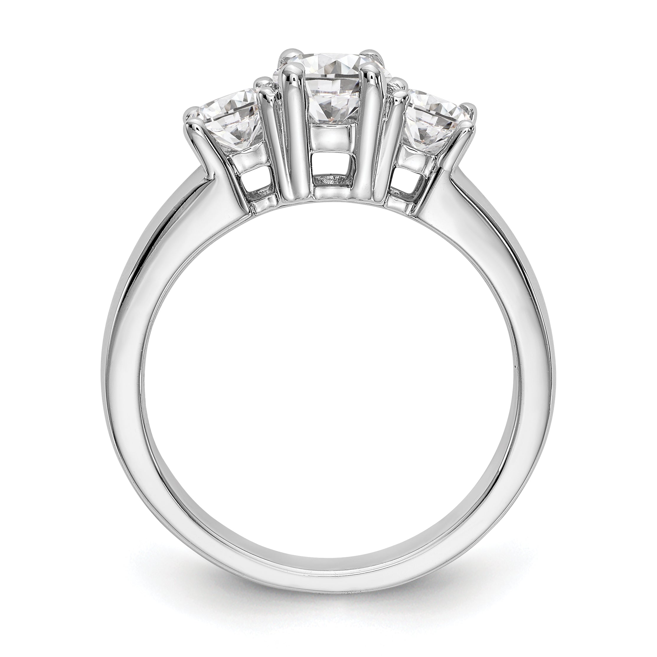 14K White Gold 3 Stone Simulated Diamond Engagement Ring