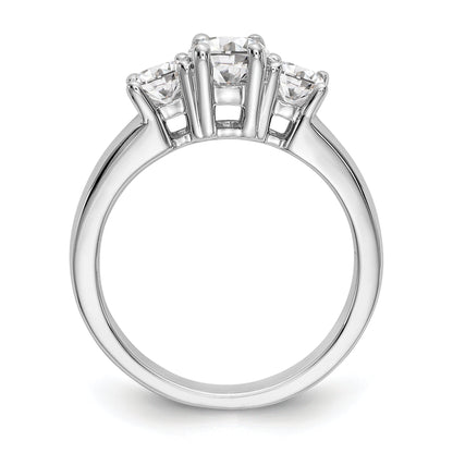 14K White Gold 3 Stone Simulated Diamond Engagement Ring