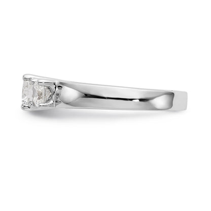 14K White Gold 3 Stone Simulated Diamond Engagement Ring
