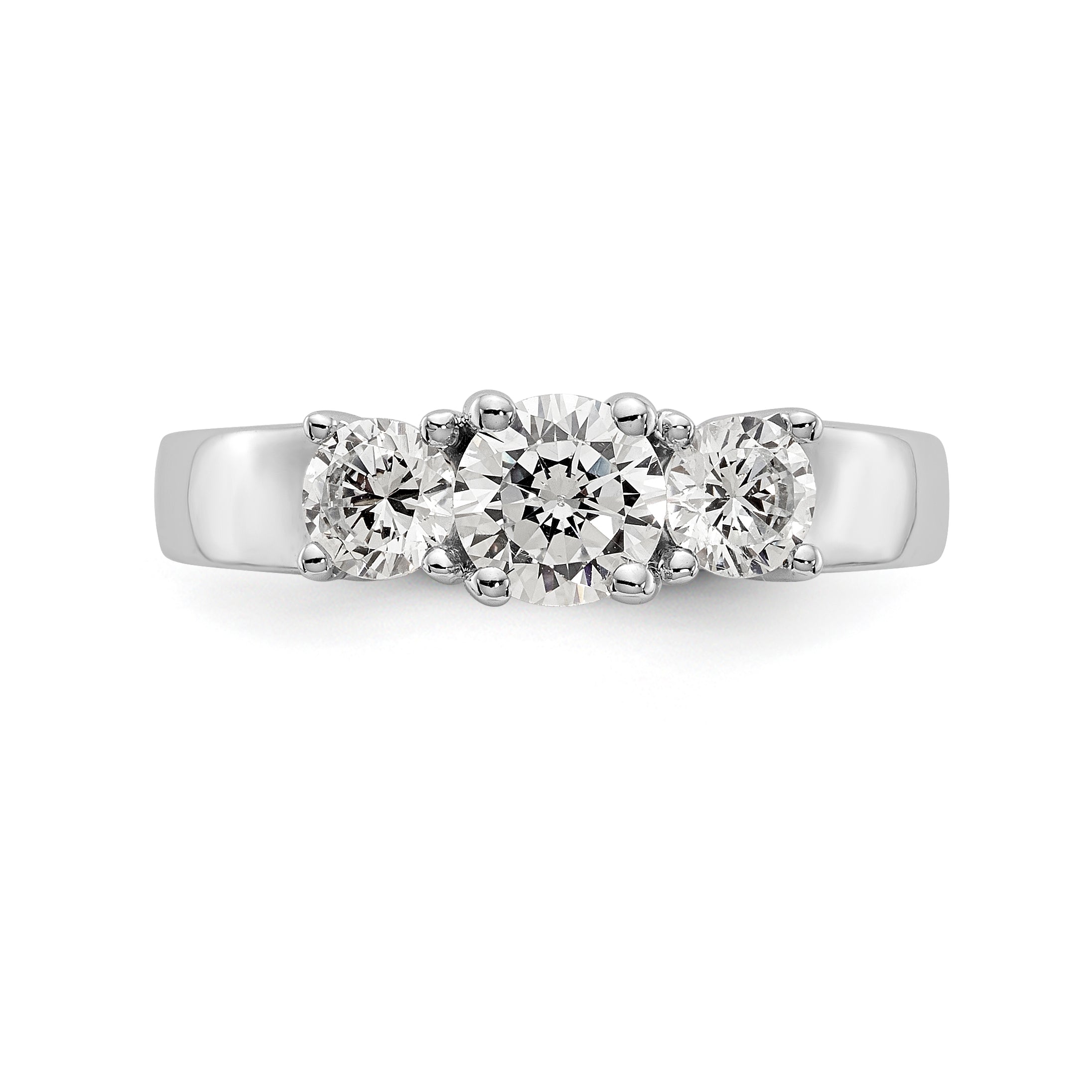 14K White Gold 3 Stone Simulated Diamond Engagement Ring
