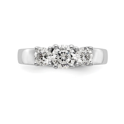 14K White Gold 3 Stone Simulated Diamond Engagement Ring