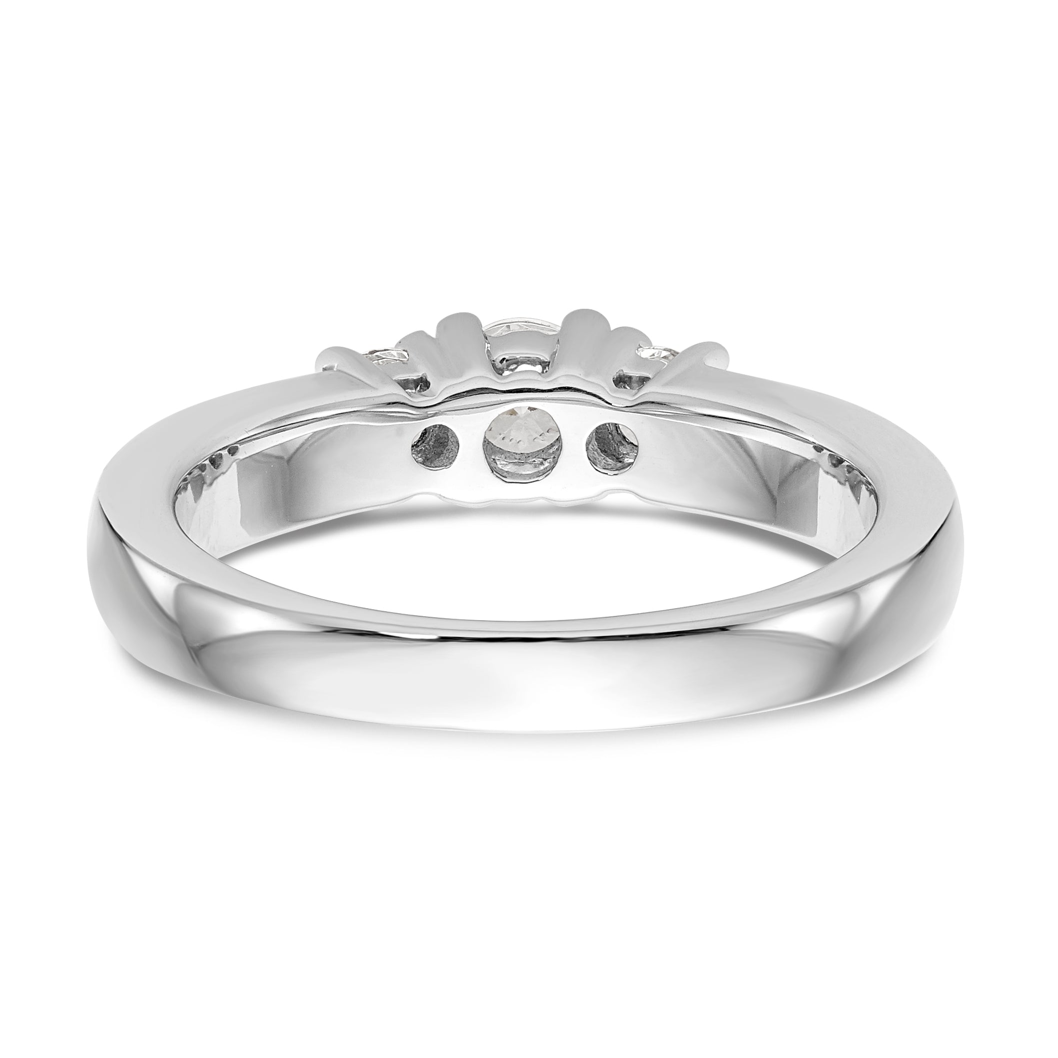 14K White Gold 3 Stone Simulated Diamond Engagement Ring