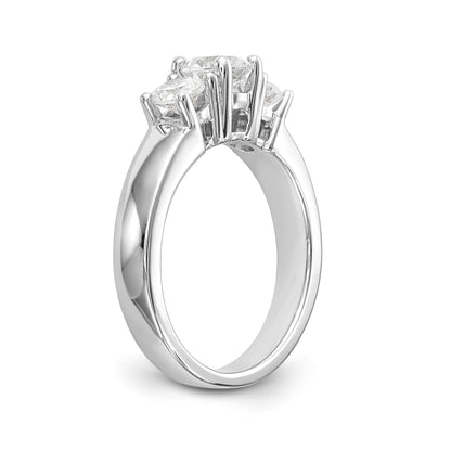 14K White Gold 3 Stone Simulated Diamond Engagement Ring