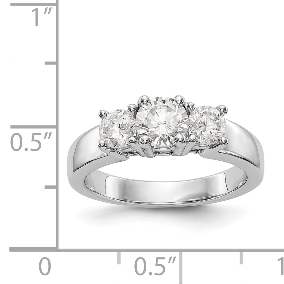 14K White Gold 3 Stone Simulated Diamond Engagement Ring