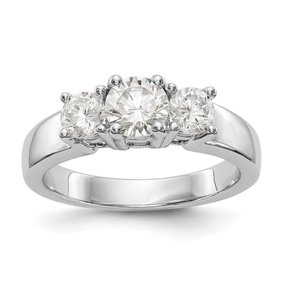 14K White Gold 3 Stone Simulated Diamond Engagement Ring