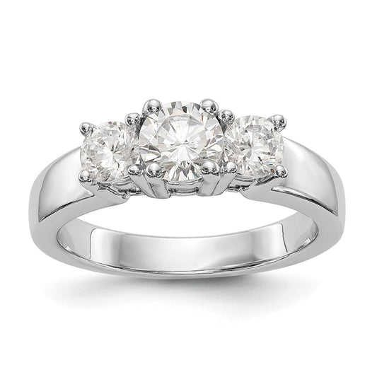 14K White Gold 3 Stone Simulated Diamond Engagement Ring