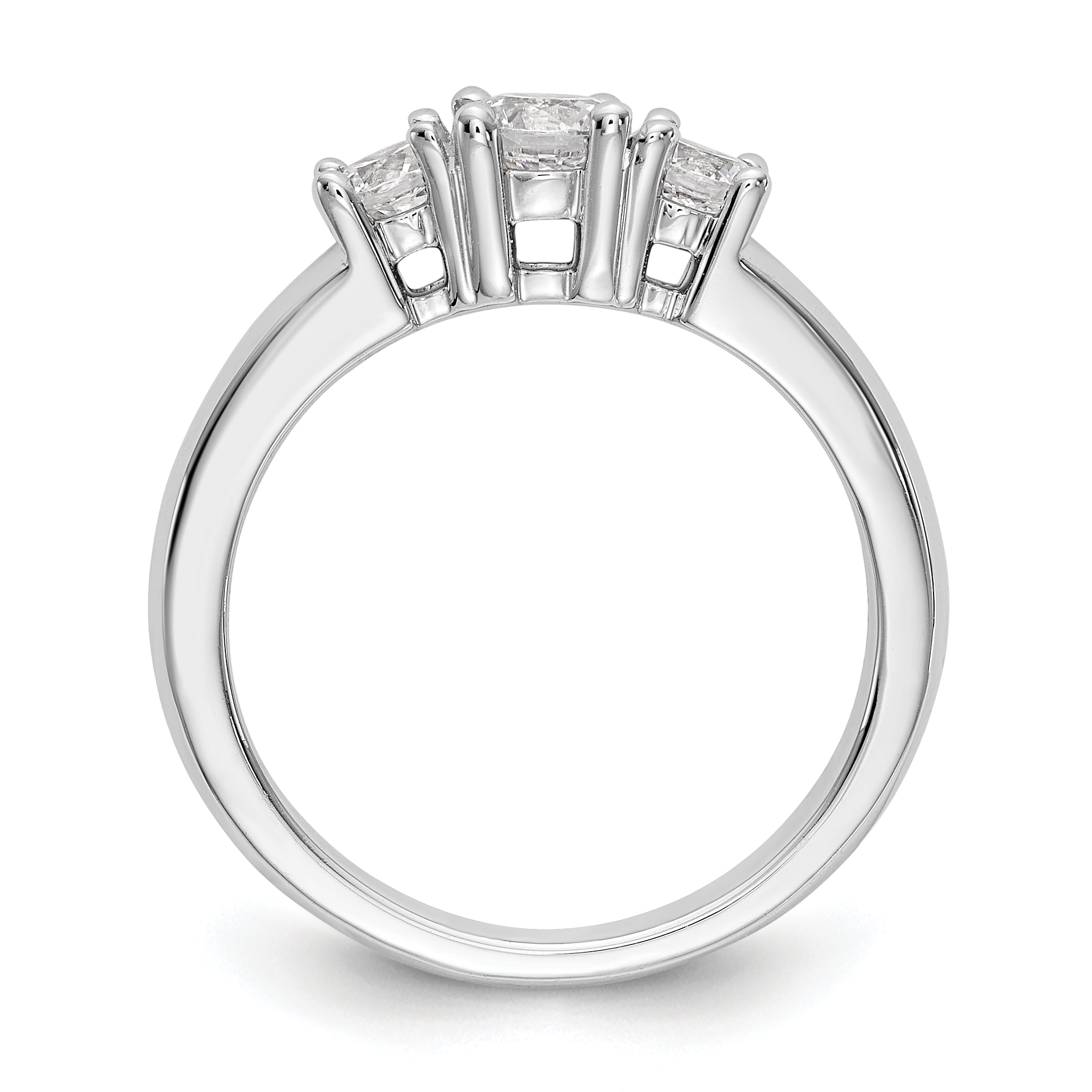 14K White Gold 3 Stone Simulated Diamond Engagement Ring