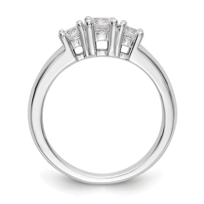 14K White Gold 3 Stone Simulated Diamond Engagement Ring