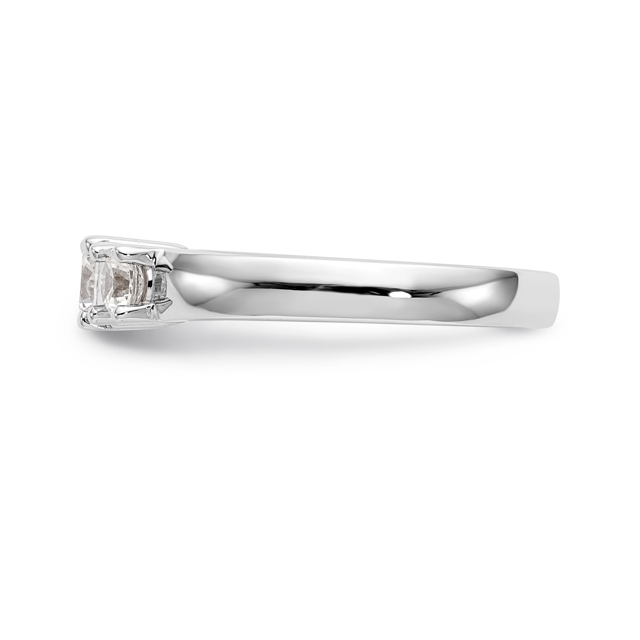 14K White Gold 3 Stone Simulated Diamond Engagement Ring