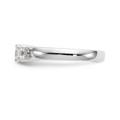 14K White Gold 3 Stone Simulated Diamond Engagement Ring