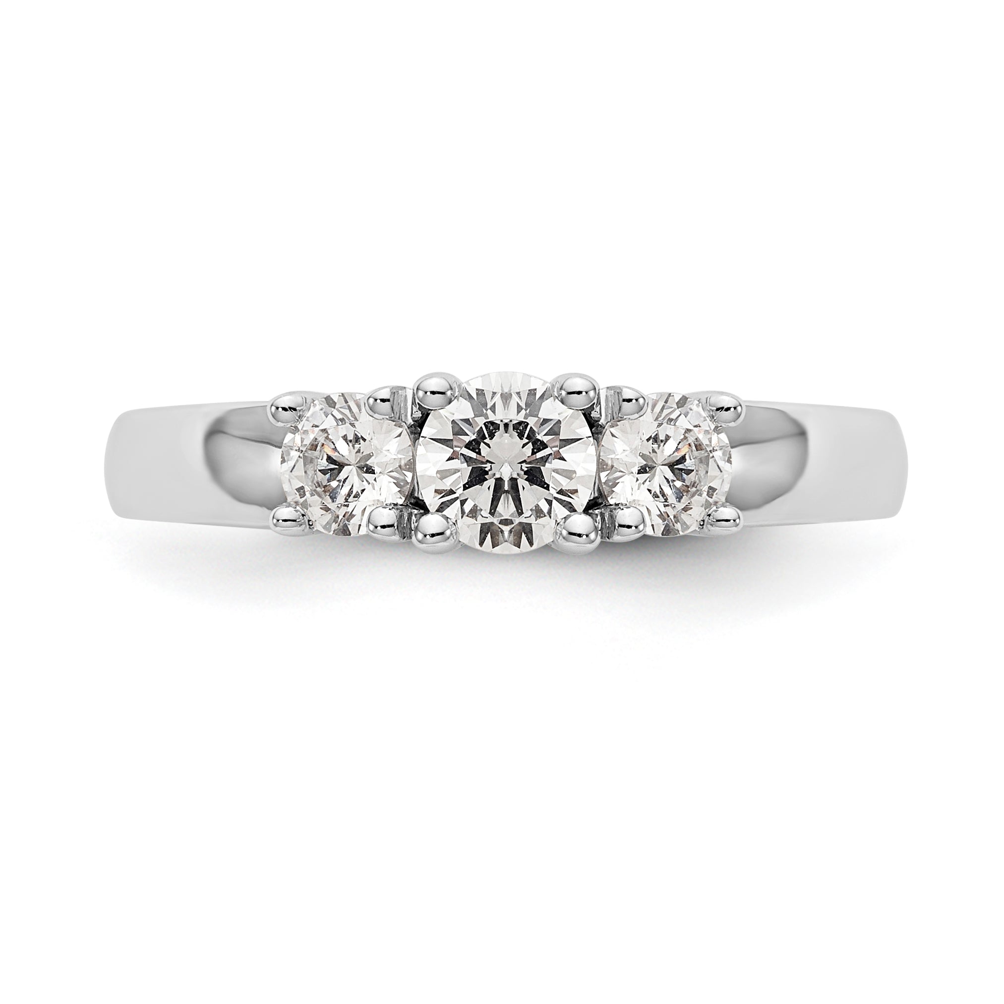 14K White Gold 3 Stone Simulated Diamond Engagement Ring