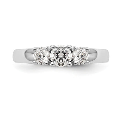 14K White Gold 3 Stone Simulated Diamond Engagement Ring