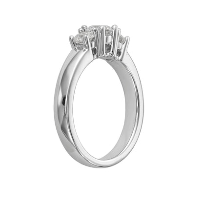 14K White Gold 3 Stone Simulated Diamond Engagement Ring