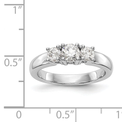 14K White Gold 3 Stone Simulated Diamond Engagement Ring