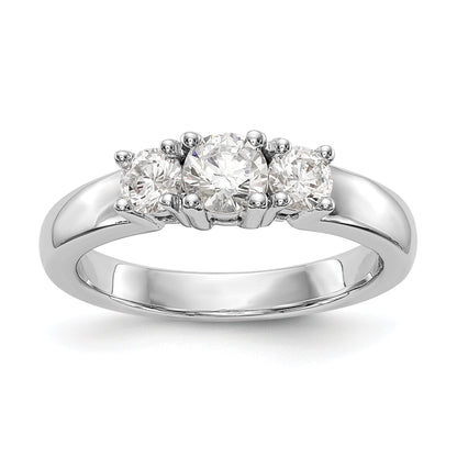 14K White Gold 3 Stone Simulated Diamond Engagement Ring