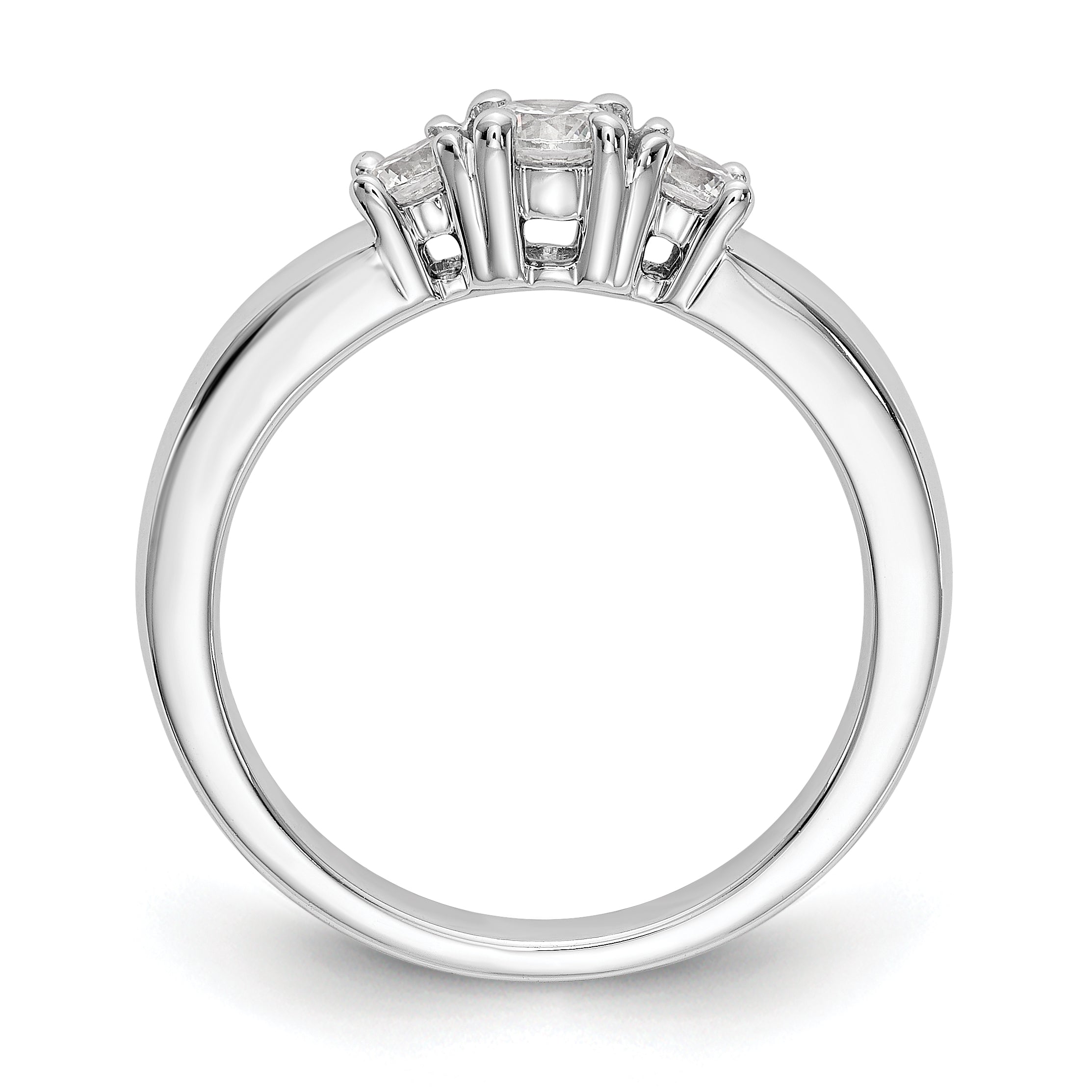 14K White Gold 3 Stone Simulated Diamond Engagement Ring