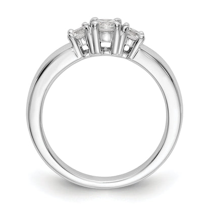 14K White Gold 3 Stone Simulated Diamond Engagement Ring