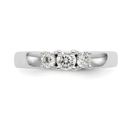 14K White Gold 3 Stone Simulated Diamond Engagement Ring