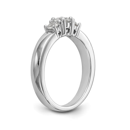 14K White Gold 3 Stone Simulated Diamond Engagement Ring