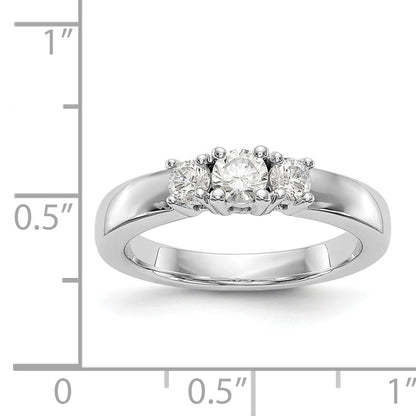 14K White Gold 3 Stone Simulated Diamond Engagement Ring