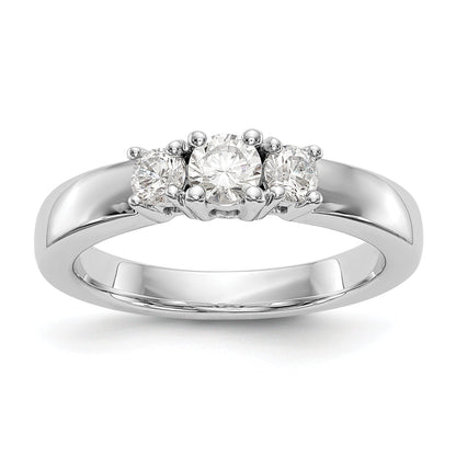 14K White Gold 3 Stone Simulated Diamond Engagement Ring