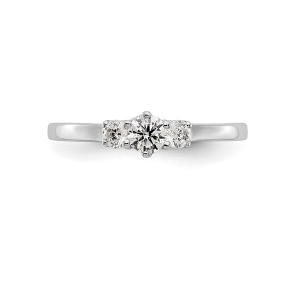 14K White Gold 3 Stone Simulated Diamond Engagement Ring