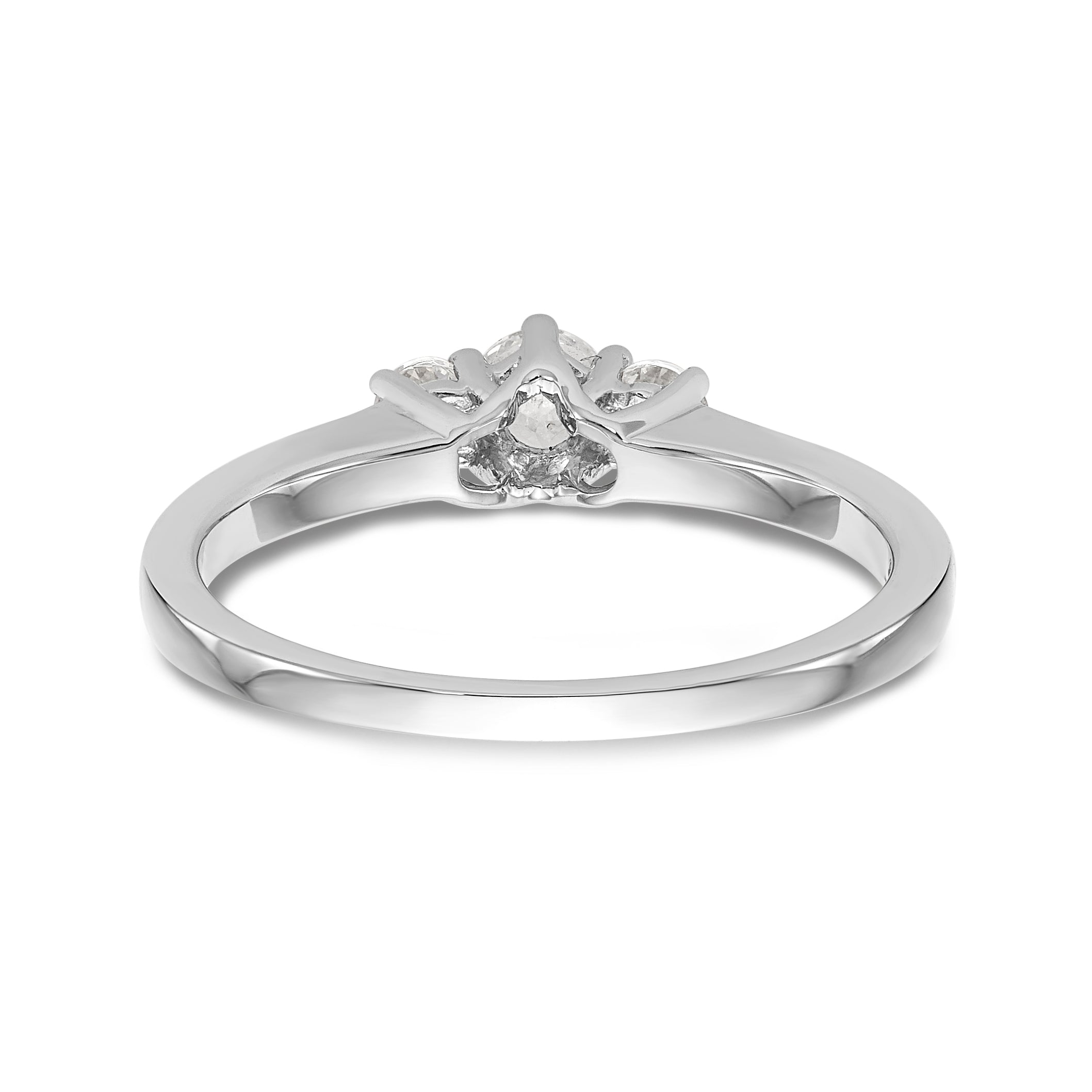 14K White Gold 3 Stone Simulated Diamond Engagement Ring