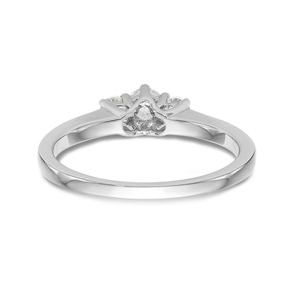 14K White Gold 3 Stone Simulated Diamond Engagement Ring