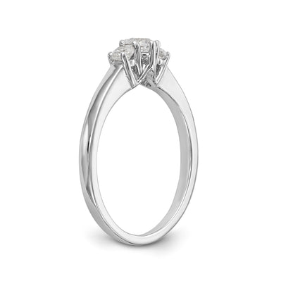 14K White Gold 3 Stone Simulated Diamond Engagement Ring