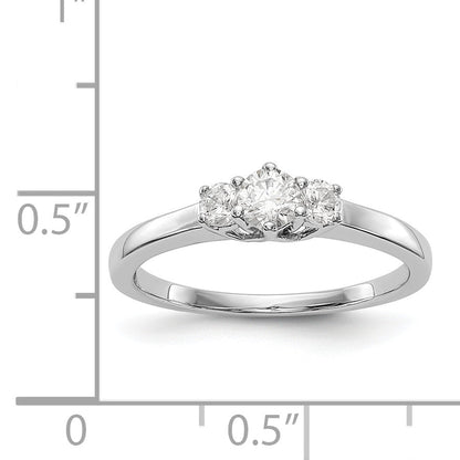 14K White Gold 3 Stone Simulated Diamond Engagement Ring